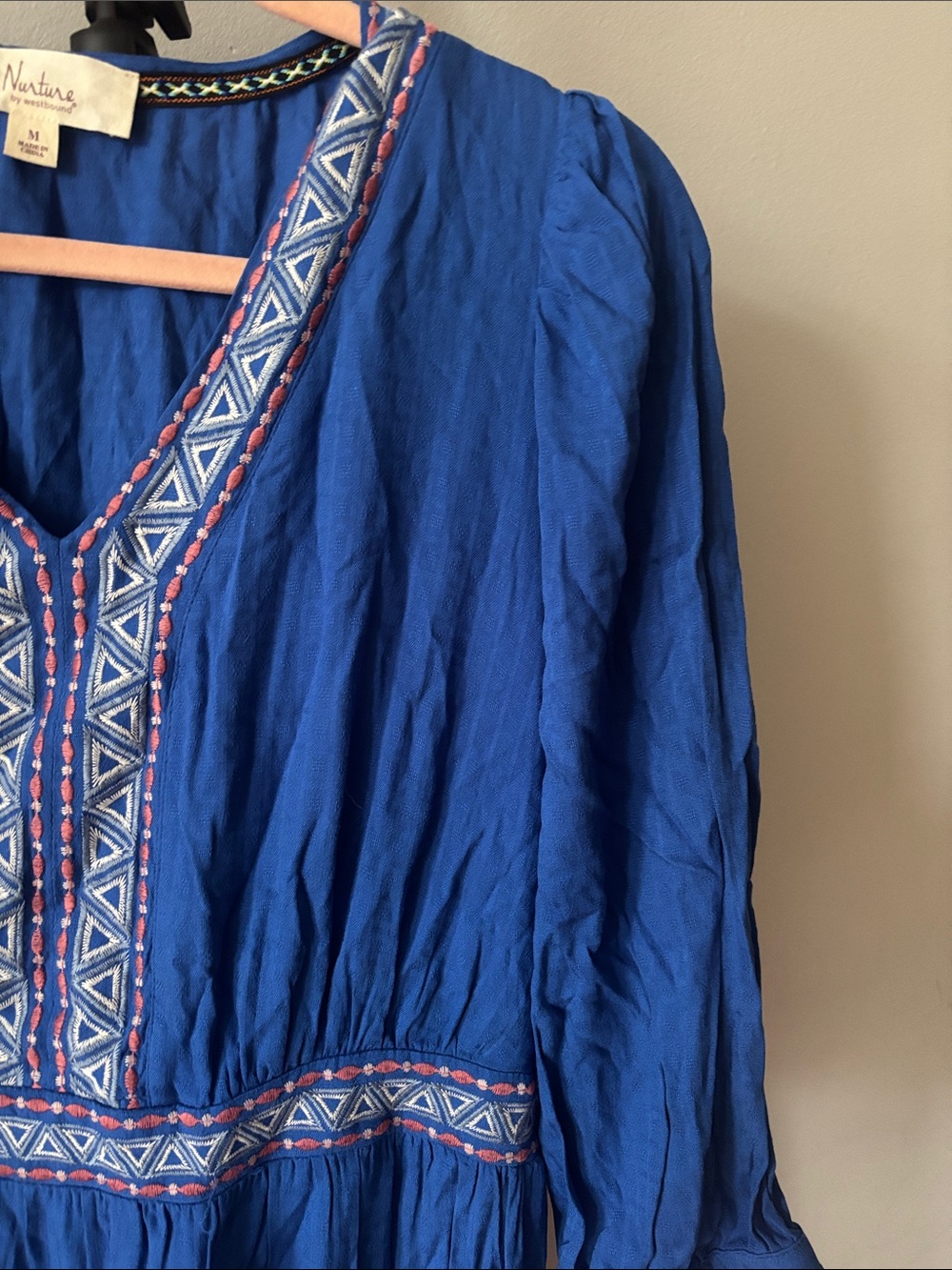 Nurture by Westbound Royal Blue Boho Embroidered Midi Dress - Picture 4 of 4